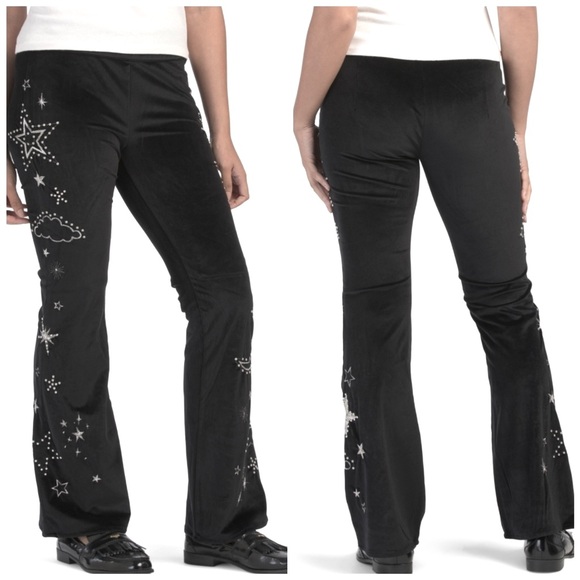 DRIFTWOOD Black Velvet X Celestial Flare Leg Pants size Large